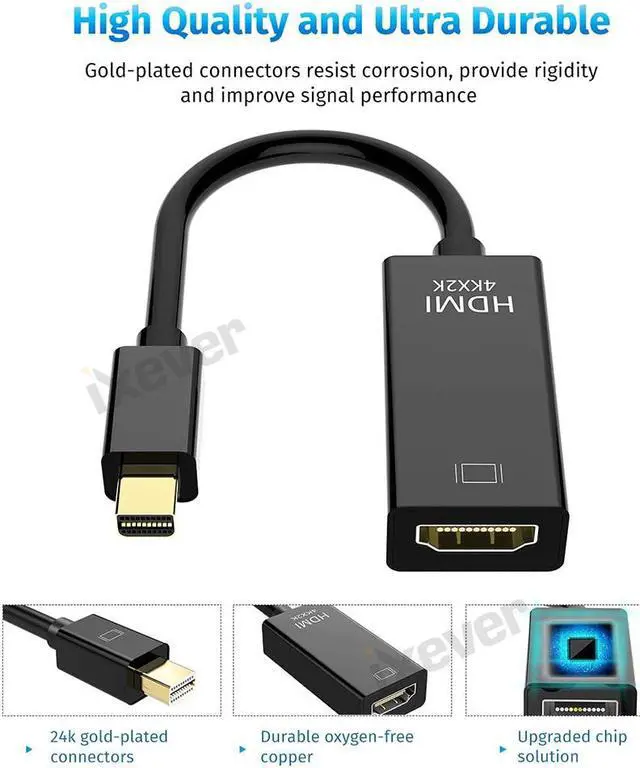 Alt view image 7 of 7 - Mini DisplayPort to HDMI Adapter 4K (Mini DP to HDMI), iXever Thunderbolt 2 to HDMI Female Converter Adaptor Cable,Thunderbolt 1, 2 Port Compatible, For Apple MacBook, MacBook Pro, MacBook Air, iMac