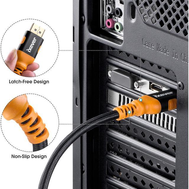 Alt view image 6 of 7 - DisplayPort 1.4 Cable 8K 10ft 3m [2Pack], iXever Nylon Braided 8K DP to DP Cable (8K@60Hz, 4K@144Hz and 1080P@240Hz), HBR3, 32.4Gbps, HDCP 2.2, HDR Support