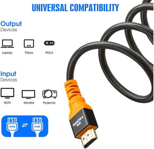 Alt view image 4 of 7 - 8K 60Hz HDMI Cable 10FT (2 Pack),48Gbps 7680P Ultra High Speed HDMI 2.1 Cable Cord for Apple TV,Roku,Samsung QLED,Sony LG, Playstation,PS5,PS4,Xbox One Series X,HDMI 2.0/4K 120Hz Compatible