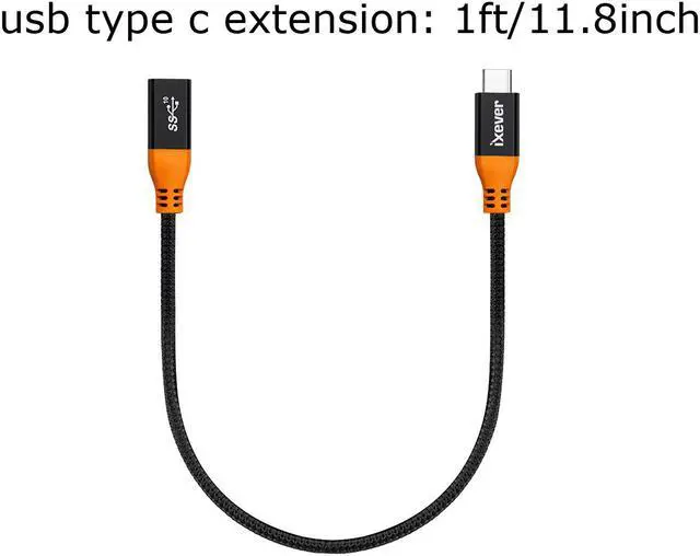Alt view image 4 of 7 - USB C Extension Cable Short 1Ft (2Pack), iXever 100W PD Fast Charging 10 Gbps USB 3.1 Gen 2 Data 4K USB Type C Male to Female Extender Cord, Compatible with MacBook Air Surface XPS Nintendo Switch