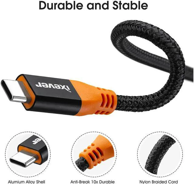 Alt view image 7 of 7 - USB C Extension Cable Short 1Ft (2Pack), iXever 100W PD Fast Charging 10 Gbps USB 3.1 Gen 2 Data 4K USB Type C Male to Female Extender Cord, Compatible with MacBook Air Surface XPS Nintendo Switch