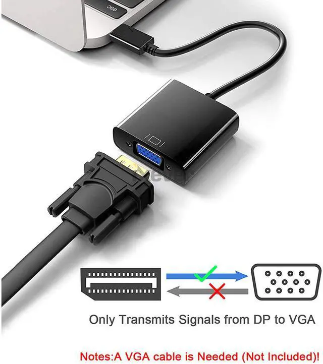 Alt view image 3 of 6 - 2Pack DP DisplayPort to VGA Adapter 1080p, iXever DP Display Port to VGA Female Video Adapter Converter, for Computer, Desktop PC, Laptop to Monitor, Projector, HDTV, HP, Lenovo, Dell, ASUS and More