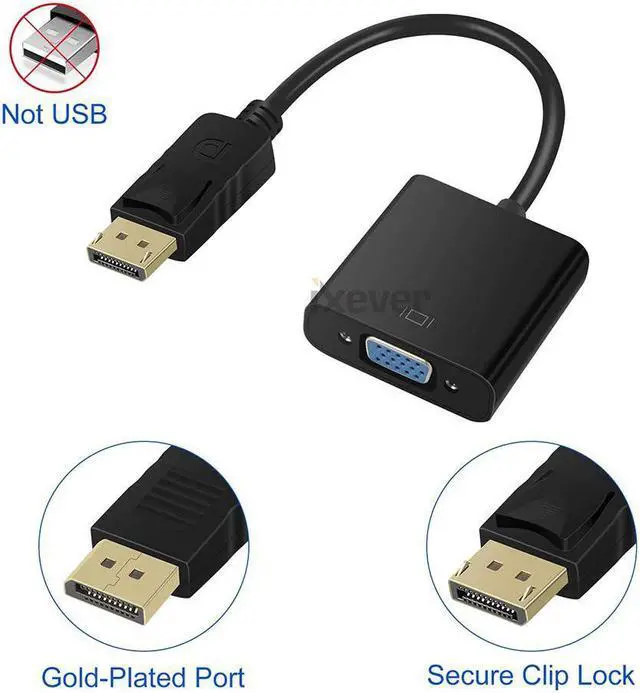 Alt view image 3 of 6 - DP2VGA DisplayPort to VGA Adapter, 5 Pack Gold-Plated Display Port to VGA Adapter (Male to Female) Compatible with Computer, Desktop, Laptop, PC, Monitor, Projector, HDTV - Black