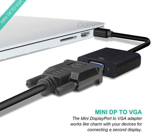 Alt view image 3 of 6 - Mini DP DisplayPort to VGA Adapter 1080p (2Pack), iXever MDP Mini DP to VGA Female Converter Adapter, Compatible with Windows 7/8 / 8.1/10 for Computer, Desktop, Laptop, PC, Monitor, Projector, HDTV