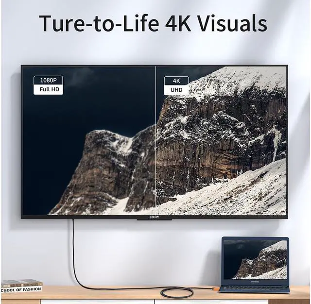 Alt view image 7 of 7 - 4K DisplayPort to HDMI Cable 6Ft (Uni-directional), iXever DP Display Port to HDMI Cable Cord 6 feet, UHD High Speed (1440P 60Hz, 1080P 120Hz) for DELL, HP, Insignia, Samsung, GPU, AMD, NVIDIA