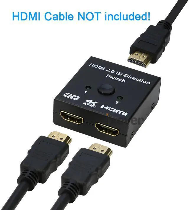 Alt view image 6 of 7 - HDMI Switch 4K HDMI Splitter, iXever Aluminum HDMI Switcher 2 Input 1 Output Bi-Directional, HDMI Switch Splitter 2 x 1/1 x 2, No External Power Required, Support 4K 3D HD 1080P for Xbox PS4 Roku HDTV