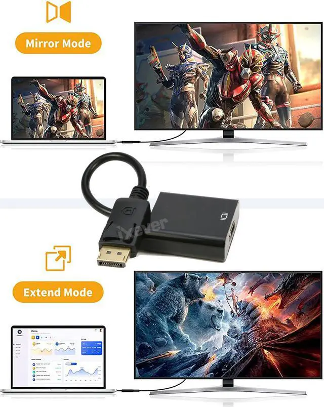 Alt view image 3 of 6 - DisplayPort to HDMI Adapter 1080P, IXEVER DP DisplayPort Male to HDMI Female Converter Adaptor, Gold Plated, for HDTV, Monitor, Projectors