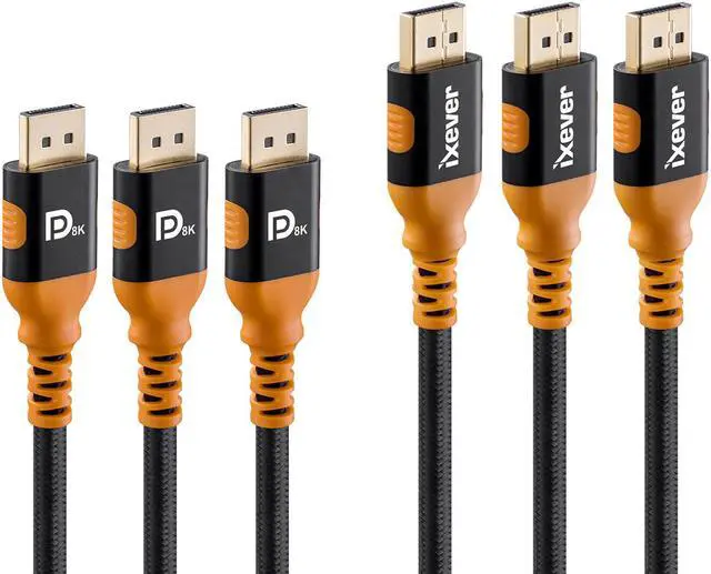 Main image of 8K DisplayPort 1.4 Cable 6.6Ft/2M [3Pack], IXEVER DP1.4 Display Port Cable,8K@60Hz, 4K@144Hz, Supports HBR3, DSC, HDR10, UHD4K, up to 32.4 Gbit/s For PC, Monitor, HDTV, Projectors