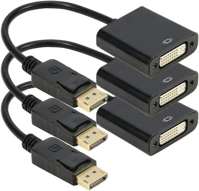 Main image of DP DisplayPort to DVI Adapter (3Pack), iXever Gold Plated DP Display Port to DVI DVI-I Female Video Adapter 1080p, Compatible with Computer, Desktop, Laptop, PC, Monitor, Projector, HDTV - Black