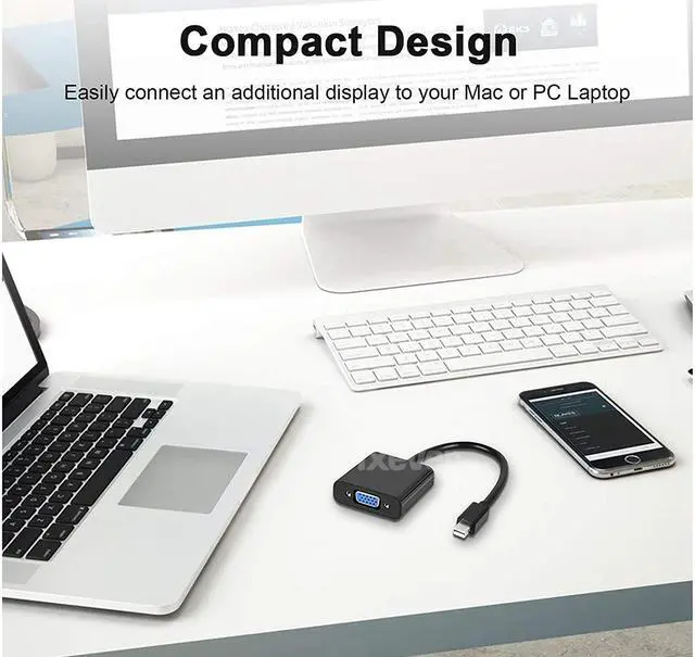 Alt view image 7 of 7 - IXEVER Mini DisplayPort to VGA Adapter [2-Pack],Mini DP to VGA Male to Female Adapter Compatible with Thunderbolt for PC ThinkPad SurfacePro