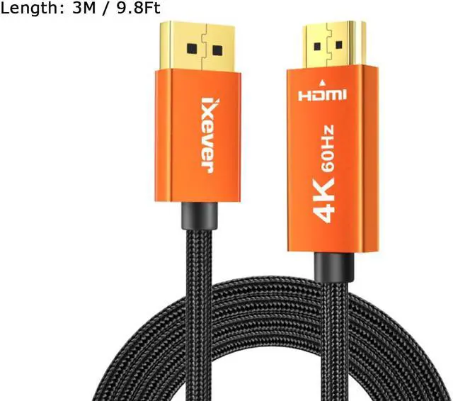 Alt view image 7 of 7 - 4K DP DisplayPort to HDMI Adapter Cable 10FT, iXever DP to HDMI Video Cord UHD 4K@60Hz, 2K@144Hz, 1080P@144Hz for HDTV, Dell, Monitor, Projector, Desktop, AMD, NVIDIA, Lenovo, HP,ThinkPad