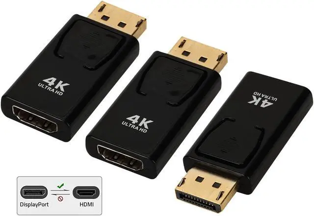 Main image of 4K DP DisplayPort to HDMI Adapter [3-Pack], iXever DisplayPort to HDMI Video Converter (4K UHD) Uni-Directional DP to HDMI Converter Compatible for Lenovo, HP, DELL, GPU, AMD, NVIDIA and More