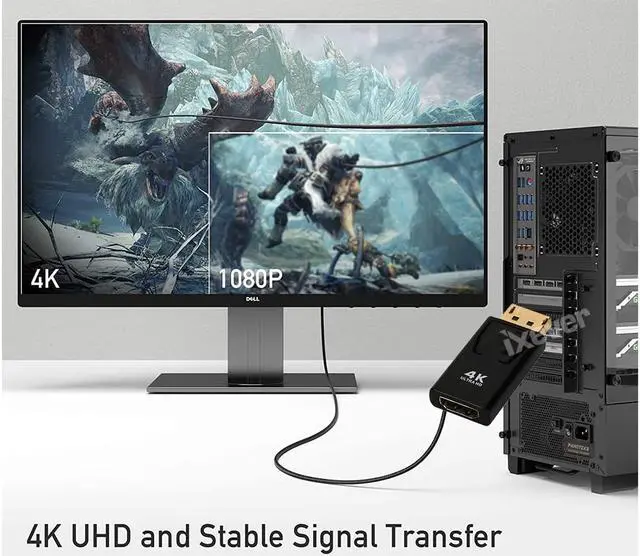 Alt view image 3 of 7 - 4K DP DisplayPort to HDMI Adapter [3-Pack], iXever DisplayPort to HDMI Video Converter (4K UHD) Uni-Directional DP to HDMI Converter Compatible for Lenovo, HP, DELL, GPU, AMD, NVIDIA and More