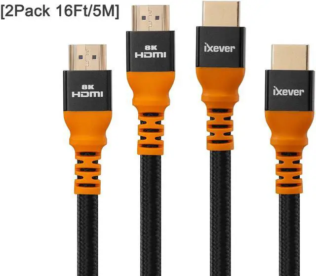 Alt view image 7 of 7 - HDMI 2.1 Cable Certified 16FT/5M [2Pack], iXever 48Gbps Ultra High Speed 8K60 4K120 144Hz RTX 3090 eARC HDR10 HDCP 2.2&2.3 Dolby Compatible with Playstation 5/PS5/Xbox Series X/Samsung/LG/Roku/TCL TV