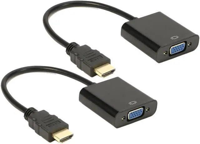 Main image of HDMI to VGA Adapter 2Pack, iXever Gold-Plated HDMI to VGA Converter Male to Female for Computer, Desktop, Laptop, PC, Monitor, Projector, HDTV, Chromebook, Raspberry Pi, Roku, Xbox and More - Black