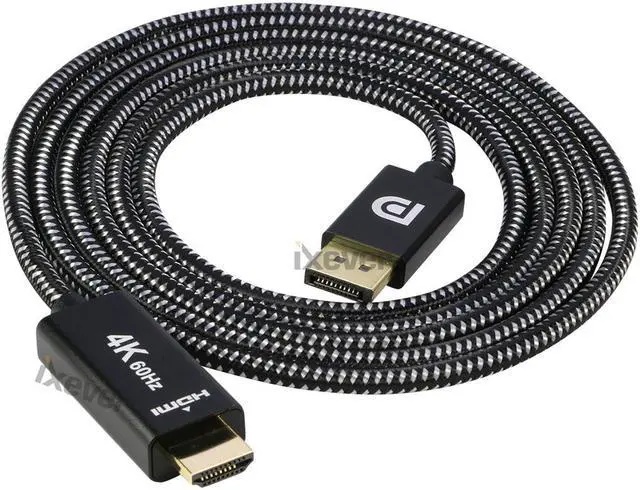 Alt view image 6 of 6 - 4K DisplayPort to HDMI Cable Adapter 6.6ft (2Pack), iXever DP Display Port to HDMI Converter Adapter Cable, 4K@60Hz UHD High Speed, Compatible with HP, Insignia, DELL, Samsung, GPU, AMD, NVIDIA, More