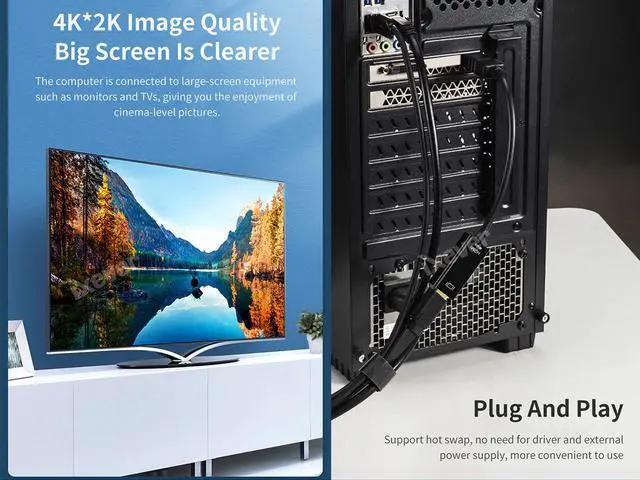 Alt view image 7 of 7 - DisplayPort to HDMI Video Adapter 5Pack, 4K DP2HD Display Port to HDMI Video Converter Adaptor (Male to Female,Uni-Directional), Compatible with Computer, Desktop, PC, Monitor, Projector, HDTV - Black