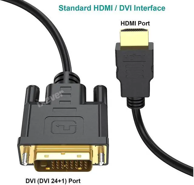 Alt view image 7 of 7 - HDMI to DVI Adapter Cable Bi Directional, iXever DVI-D 24+1 DVI to HDMI Male to Male Adapter Cable 6FT, Full HD 1080P Compatible for Raspberry Pi, Roku, Xbox One, PS4 PS3, Graphics Card