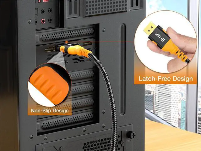 Alt view image 4 of 7 - 16K DP DisplayPort Cable 10ft, iXever DP 2.0 Cable Cord Support 80Gbps, 16K@60Hz, 8K@120Hz with DSC, 8K@60Hz, 4K@240Hz 165Hz 144Hz 120Hz, Dynamic HDR ARC for Gaming Monitor, TV, Laptop