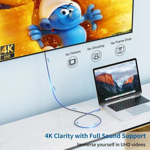 Alt view image 4 of 7 - USB C to HDMI Cable [4K@60Hz, 6.6ft], iXever USB Type-C to HDMI Display Cable Adapter (Compatible with Thunderbolt 4/3) for Macbook Air Pro, iPad Pro, iMac, Galaxy S8 to S23, Surface Book 2