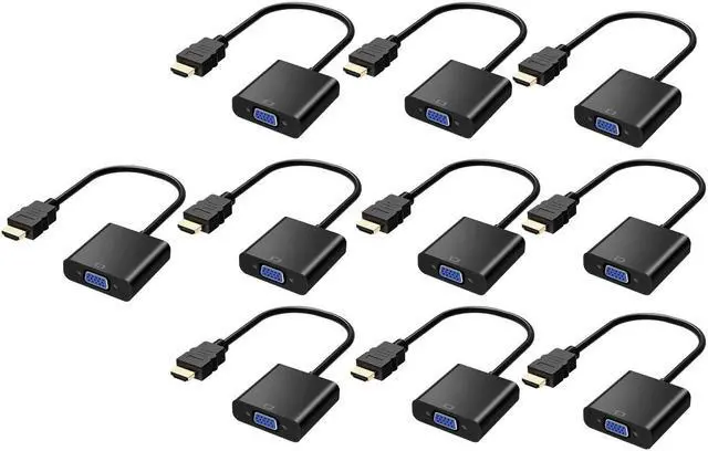 Main image of HDMI to VGA Adapter HD2VGA 10Pack, iXever Gold-Plated HDMI to VGA Converter Male to Female 1080p for Desktop PC Computer, Laptop, PC, Monitor, Projector, HDTV, Chromebook, Xbox and More