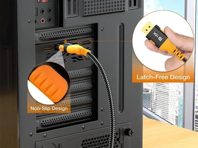 Alt view image 6 of 7 - DisplayPort 2.1 Cable 6.6FT 16K@60Hz, 8K@120Hz, 4K@240Hz 165Hz 144Hz, Support 80Gbps HDR, HDCP DSC 1.2a, HDR10, IXEVER Display Port 2.1 2.0 Cable Cord FreeSync G-Sync for Gaming Monitor 3090 Graphics