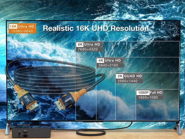 Alt view image 3 of 7 - IXEVER DisplayPort Cable 2.1 DP2.0 80Gbps Support 16K@60Hz 8K@120Hz 4K@240Hz HDR10, HDCP, DSC 1.2a, Braided Display Port Cable Cord Compatible FreeSync G-Sync Video Card Monitor, 10FT
