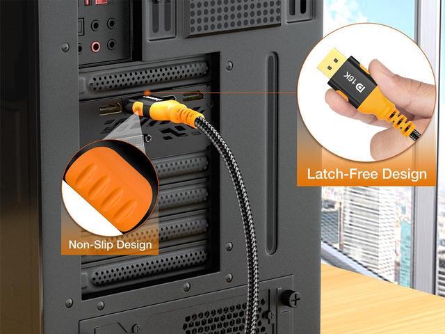 Alt view image 6 of 7 - IXEVER DisplayPort Cable 2.1 DP2.0 80Gbps Support 16K@60Hz 8K@120Hz 4K@240Hz HDR10, HDCP, DSC 1.2a, Braided Display Port Cable Cord Compatible FreeSync G-Sync Video Card Monitor, 10FT