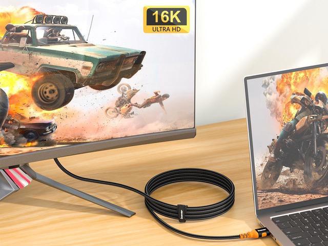 Alt view image 2 of 7 - IXEVER DisplayPort Cable 2.1 DP2.0 80Gbps Support 16K@60Hz 8K@120Hz 4K@240Hz HDR10, HDCP, DSC 1.2a, Braided Display Port Cable Cord Compatible FreeSync G-Sync Video Card Monitor, 10FT