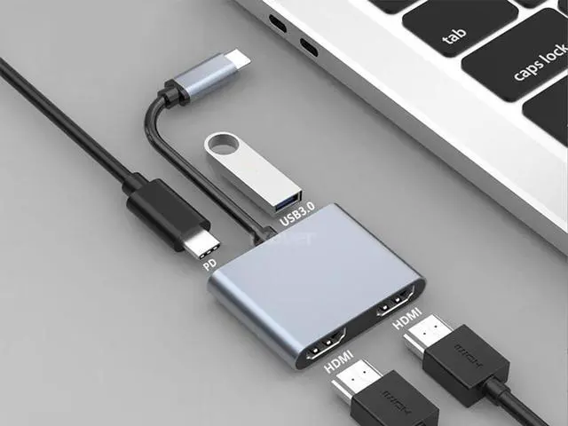 Alt view image 2 of 7 - IXEVER USB C to HDMI Dual Port Adapter 4K Cable, USB Type C to HDMI Converter Adapter for MacBook Pro Air 2020/2019/2018,LenovoYoga 920/Thinkpad T480,Dell XPS 13/15/17,etc [Thunderbolt 3 Compatible]