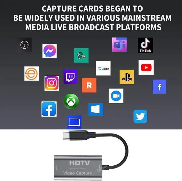 Alt view image 2 of 6 - IXEVER Video Capture Card, Video Recording Card Wonderful 4K HDMI to 1080P USB C for Gaming Streaming TV Recorder, for Windows Mac OS System with USB C Adapter to Adjust PS4, Switch, Xbox1