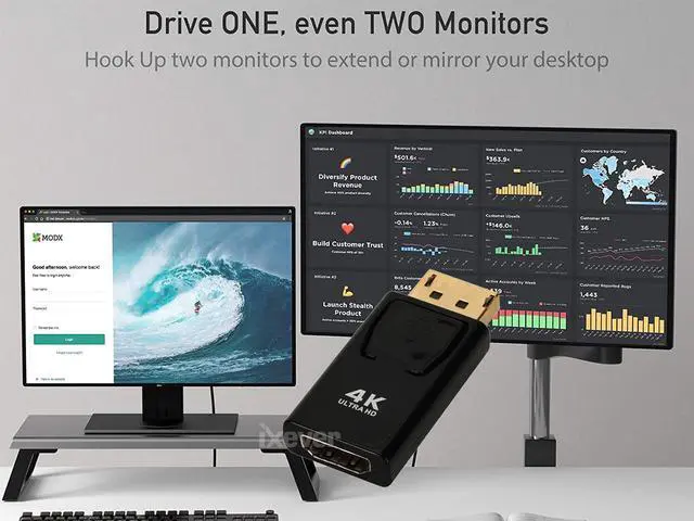 Alt view image 3 of 7 - 4K DisplayPort to HDMI Adapter [2-Pack], iXever DP Display Port to HDMI Female Converter Adaptor Full HD 1080p 3D, Only Transferring Signal from Display Port DP(Source) to HDMI (Monitor)