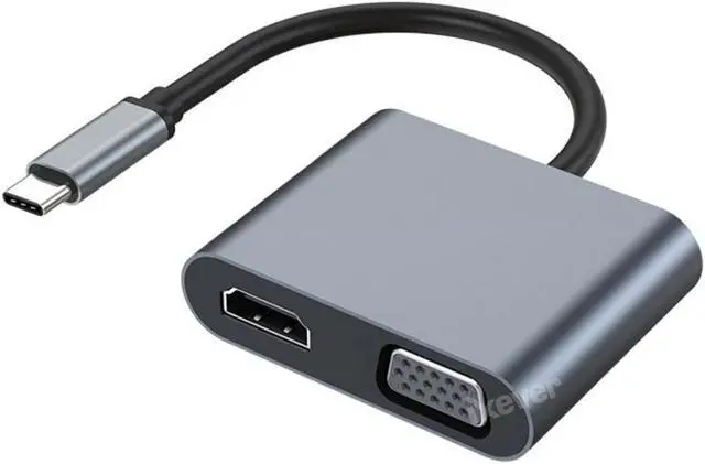 Main image of IXEVER USB C to HDMI VGA Adapter,USB Type C to VGA HDMI Adapter Thunderbolt 3 VGA Adapter for MacBook Pro/iPad Pro/Air 2020 2019 2018,Dell XPS 13/15,Surface Pro, Galaxy S8/S9, Huawei P20