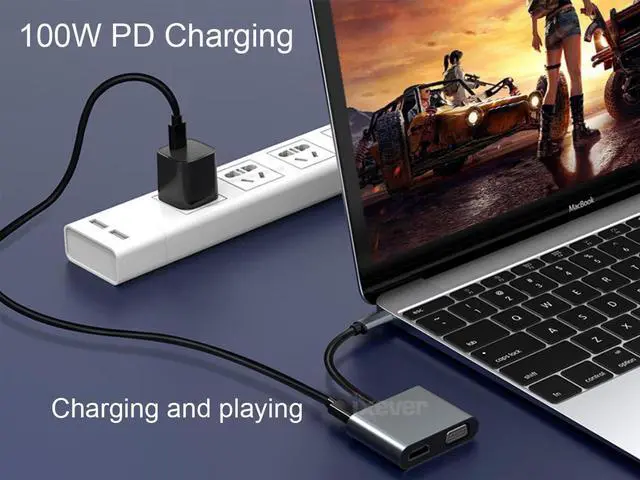 Alt view image 3 of 7 - IXEVER USB C to HDMI VGA Adapter,USB Type C to VGA HDMI Adapter Thunderbolt 3 VGA Adapter for MacBook Pro/iPad Pro/Air 2020 2019 2018,Dell XPS 13/15,Surface Pro, Galaxy S8/S9, Huawei P20