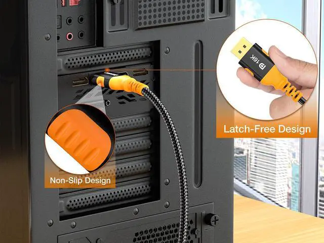 Alt view image 4 of 7 - 2-Pack 16K Displayport Cable 2.1 6.6FT, iXever DP 2.1 Cable [16K@60Hz, 8K@120Hz, 4K@240Hz] 80Gbps HDR, HDCP DSC 1.2a, for FreeSync G-Sync Gaming Monitor 4090 7900xtx/PC/TV/Monitor