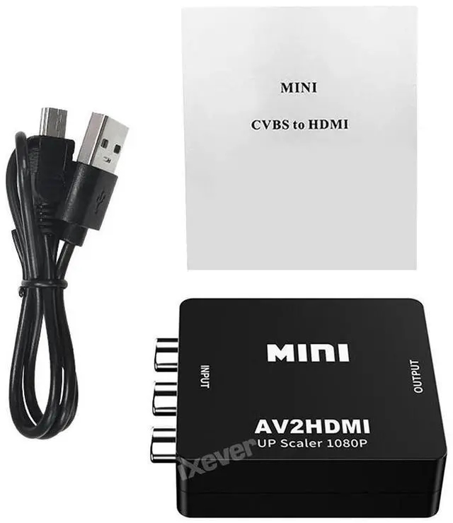 Alt view image 7 of 7 - AV to HDMI Converter, RCA to HDMI Converter Adapter, 1080P Mini RCA Composite CVBS Audio Video Converter Supports PAL/NTSC Compatible with PC/Laptop/Xbox /PS4 /TV/STB/VHS/VCR/Blue-Ray - Black
