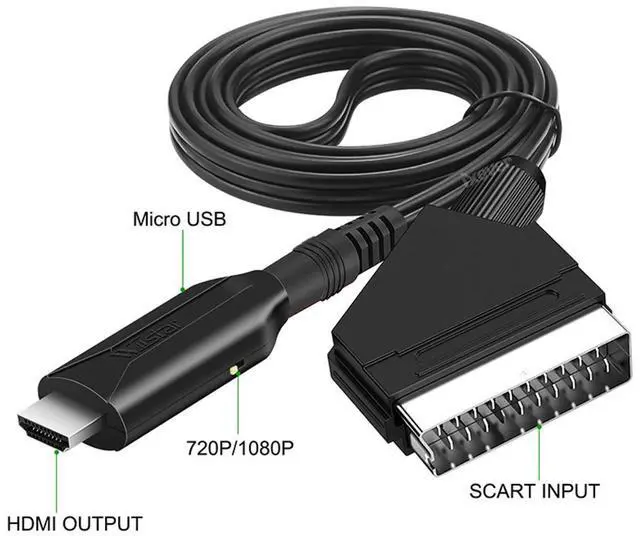 Alt view image 4 of 7 - SCART to HDMI Converter Cable 1080P/720P SCART Analog to Digital HDMI Video Audio Converter Adapter for CRT/VHS/DVD CVBS Play