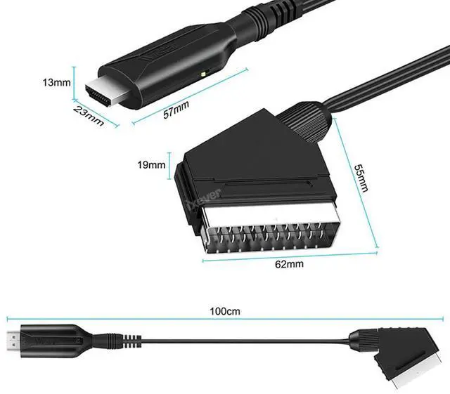 Alt view image 5 of 7 - SCART to HDMI Converter Cable 1080P/720P SCART Analog to Digital HDMI Video Audio Converter Adapter for CRT/VHS/DVD CVBS Play