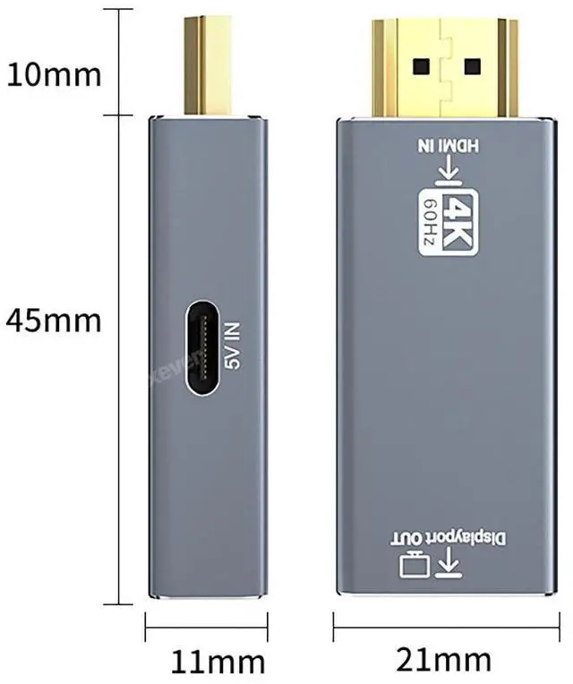 Alt view image 7 of 7 - HDMI Input to DisplayPort Adapter 4K 60Hz 1080P 120Hz, IXEVER HDMI (Source) to DP (Display) Converter Male to Female for Laptop,AMD,NVIDIA,PS5,Xbox and More, Uni-Directional