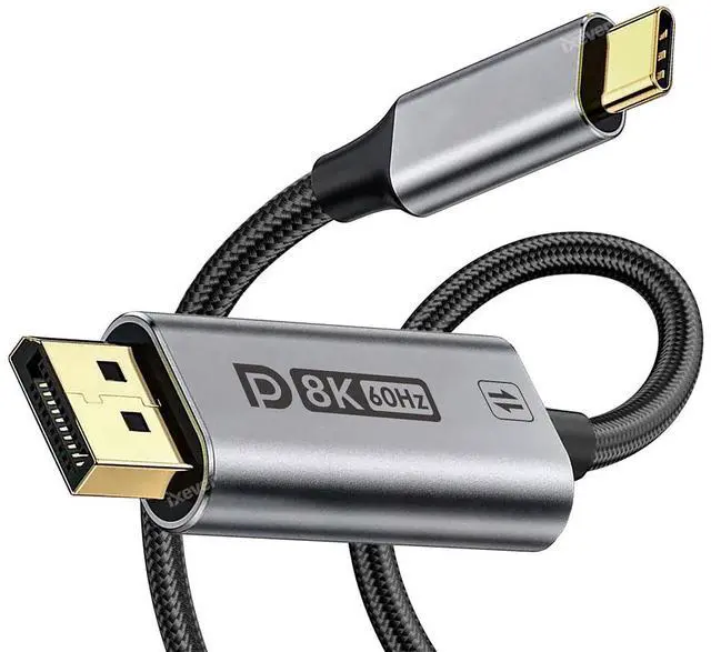 Main image of USB C to DisplayPort Cable Bidirectional 8K@60Hz 4K@240Hz, 6FT DP to USB C / Thunderbolt 4 Cord, Aluminum Case Nylon Braided, Compatible with iPhone 16 Pro Max, MacBook Pro/Air, iPad
