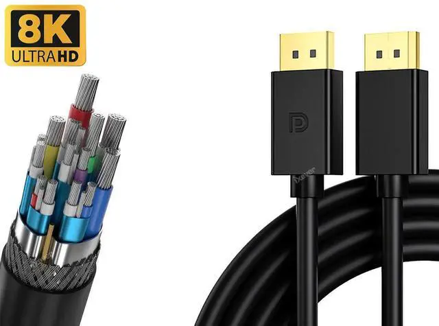 Alt view image 6 of 6 - 4K DisplayPort Cable 10 ft, DP 1.2 Display Port Cable Male to Male, 4K@60Hz, 2K@165Hz/144Hz/120Hz for Computer, Docking Station, Monitor, Splitter, KVM and More