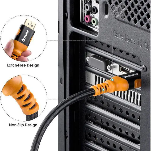 Alt view image 4 of 7 - 8K Display Port Cable [6.6ft/2m], iXever DisplayPort 1.4 Cable Male to Male up to 8K 60Hz, 4K 144Hz  Supports HBR3, DSC, HDR 10, UHD, 32.4 Gbit/s For PC, Gaming Monitor, HDTV, Projectors