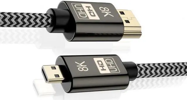 Alt view image 5 of 7 - Jimier Micro HDMI to HDMI 2.1 Ultra-HD UHD 8K 60hz 4K 120hz Cable 48Gbs HDMI Cord for Camera Tablet