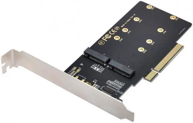 Alt view image 4 of 7 - Jimier Dual 2X NVME M.2 AHCI to PCIE Express 3.0 Gen3 X8 X16 Raid Card VROC Raid0 Hyper Adapter