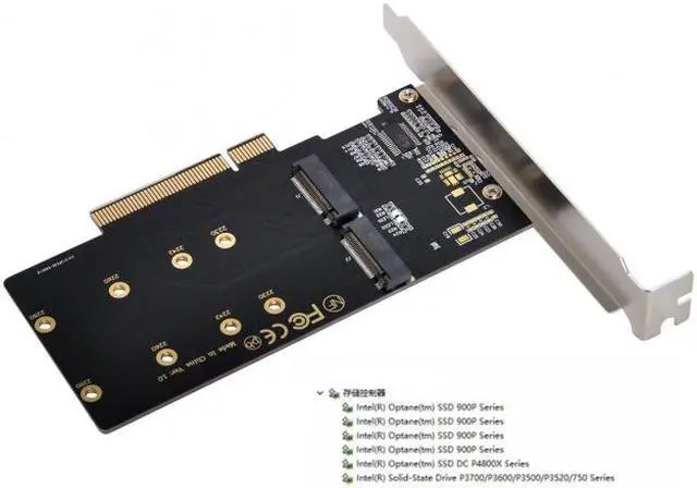 Alt view image 7 of 7 - Jimier Dual 2X NVME M.2 AHCI to PCIE Express 3.0 Gen3 X8 X16 Raid Card VROC Raid0 Hyper Adapter