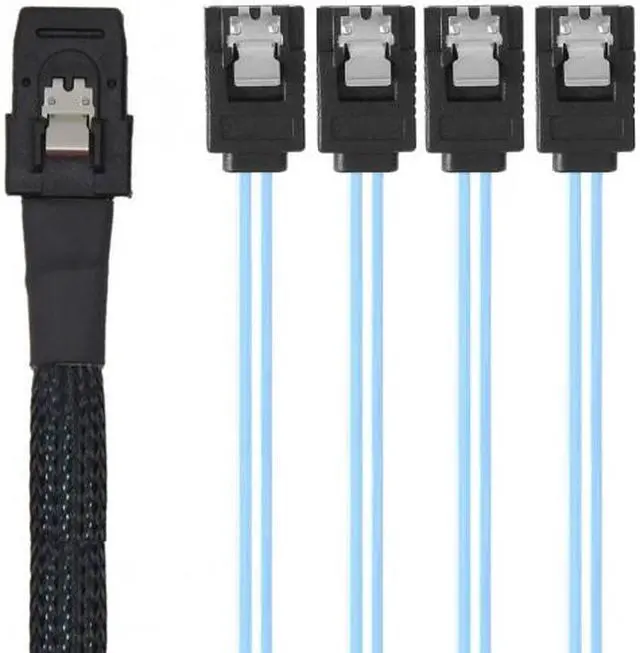 Alt view image 3 of 7 - CY 50CM Internal Mini SAS SFF-8087 Host to 4 SATA 7pin Target Hard Disk 6Gbps Data Server Raid Cable