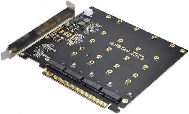 Alt view image 3 of 7 - CY 4X NVME M.2 AHCI to PCI-E Express 3.0 Gen3 X16 Raid Card with Fan VROC Raid0 Hyper Adapter