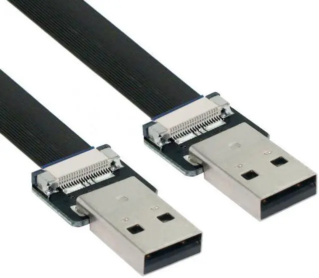 Main image of Cablecc 0.2M USB 2.0 Type-A Male to Type-A Male Data Flat Slim FPC Cable for FPV & Disk & Scanner & Printer