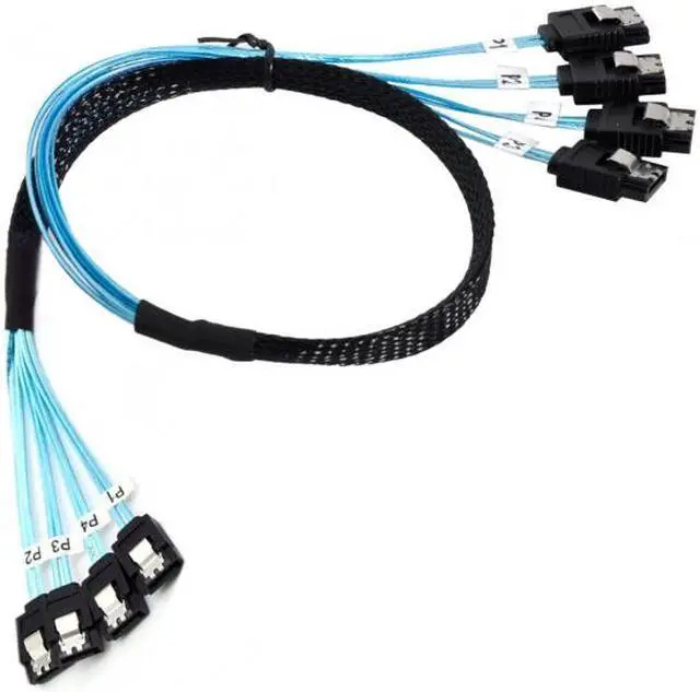Alt view image 3 of 7 - Chenyang Internal SAS 4 SATA Host to 4 SATA 7pin Target Hard Disk 6Gbps Data Server Raid Cable 50cm