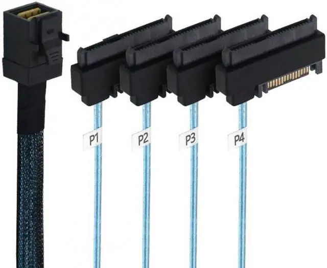 Alt view image 3 of 7 - Chenyang Internal Mini SAS SFF-8643 Host to 4 SAS 29Pin SFF-8482 Target Disk 6Gbps Data Server Raid Cable